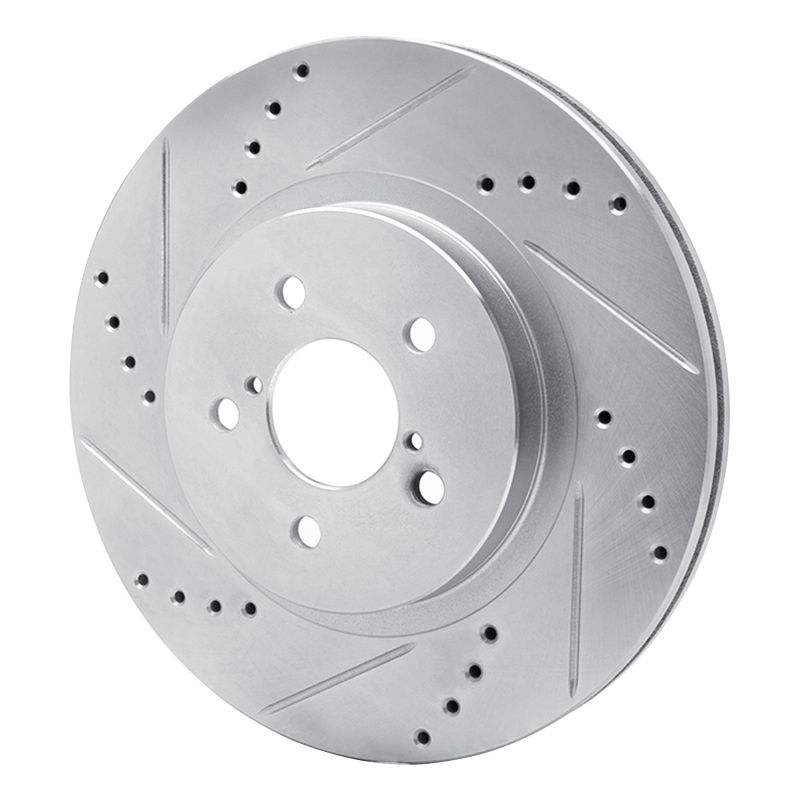 Subaru Impreza Brake Rotor (1) - Front Left - R1 Concepts - Drilled & Slotted - Silver - `17-`23